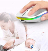 WMGW Wireless RGB Mouse - 2.4GHz / 1600DPI / Optical / Ergonomic / Ambidextrous - White