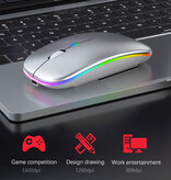 WMGW Souris RGB sans fil - 2.4GHz / 1600DPI / Optique / Ergonomique / Ambidextre - Blanche