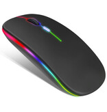 WMGW Kabellose RGB-Maus – 2,4 GHz / 1600 DPI / Optisch / Ergonomisch / Beidhändig – Weiß