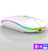 WMGW Kabellose RGB-Maus – 2,4 GHz / 1600 DPI / Optisch / Ergonomisch / Beidhändig – Weiß