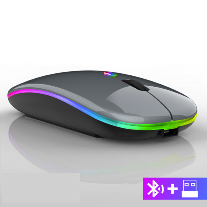 Souris RGB sans fil - 2.4GHz / 1600DPI / Optique / Ergonomique / Ambidextre - Gris