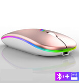 WMGW Mysz bezprzewodowa RGB — 2,4 GHz / 1600 DPI / optyczna / ergonomiczna / oburęczna — różowe złoto