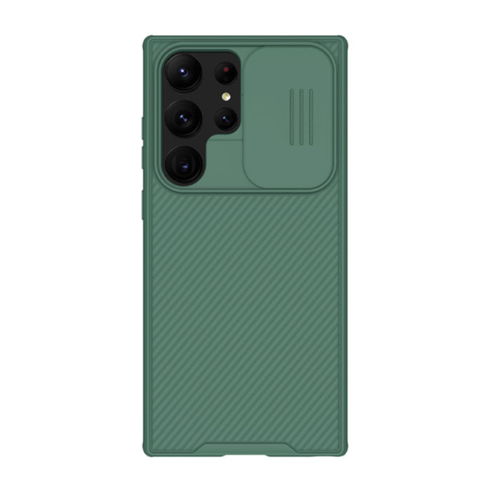 Etui Samsung Galaxy S23 CamShield z suwakiem na aparat — wstrząsoodporne etui w kolorze zielonym