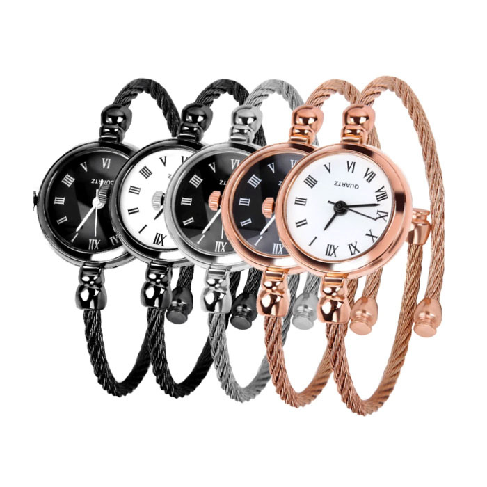 Stuff Certified® Orologio vintage da donna - Orologio da polso al quarzo di lusso nero