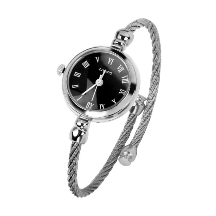 Reloj Vintage para Mujer - Reloj de Pulsera de Cuarzo de Lujo Plata