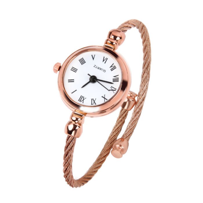 Vintage Watch for Women - Luxury Quartz Wristwatch Rose Gold