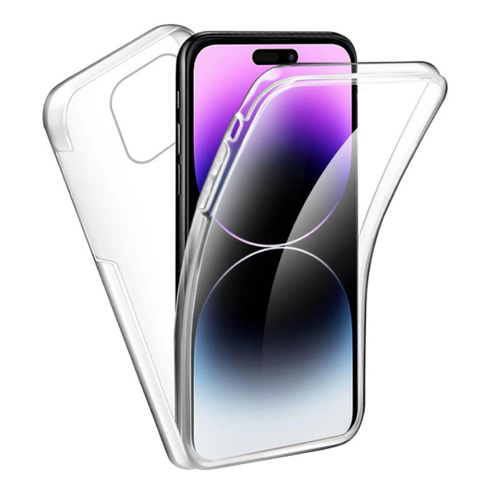 Coque en silicone transparente à 360° pour iPhone 14 Pro