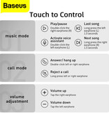 Baseus Écouteurs sans fil W3 - Écouteurs à commande tactile TWS Bluetooth 5.0 Blanc