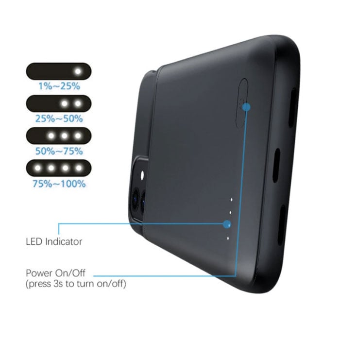 Stuff Certified® iPhone 13 Powercase 4800 mAh – Powerbank-Akku-Ladegerät, Schwarz