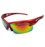 OULAIOI Polarisierte Ski-Sonnenbrille – Sport-Skibrille in den Farben Rot