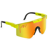 PIT VIPER Gepolariseerde Zonnebril - Fiets Ski Sport Bril Shades UV400 Geel