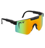 PIT VIPER Gepolariseerde Zonnebril - Fiets Ski Sport Bril Shades UV400 Oranje Groen