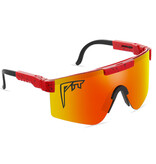 PIT VIPER Gepolariseerde Zonnebril - Fiets Ski Sport Bril Shades UV400 Rood Oranje