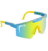 PIT VIPER Gepolariseerde Zonnebril - Fiets Ski Sport Bril Shades UV400 Blauw Geel