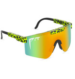 PIT VIPER Gepolariseerde Zonnebril - Fiets Ski Sport Bril Shades UV400 Luipaard Oranje Groen