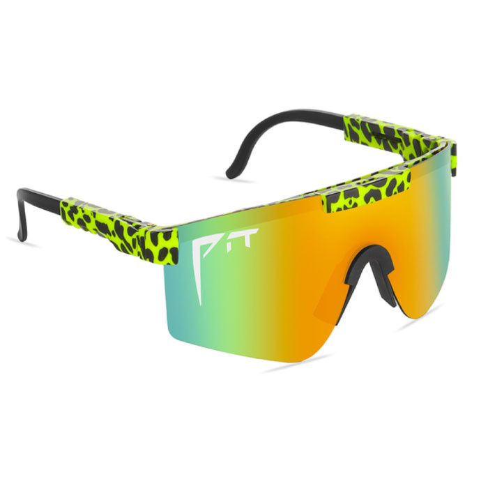 Occhiali da sole polarizzati - Occhiali sportivi da sci per biciclette Shades UV400 Leopard Orange Green