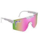 PIT VIPER Gepolariseerde Zonnebril - Fiets Ski Sport Bril Shades UV400 Wit Roze Groen