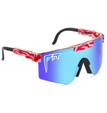 PIT VIPER Gepolariseerde Zonnebril - Fiets Ski Sport Bril Shades UV400 Zwart Wit Blauw