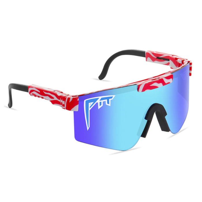 Occhiali da sole polarizzati - Occhiali sportivi da sci per biciclette Shades UV400 Nero Bianco Blu