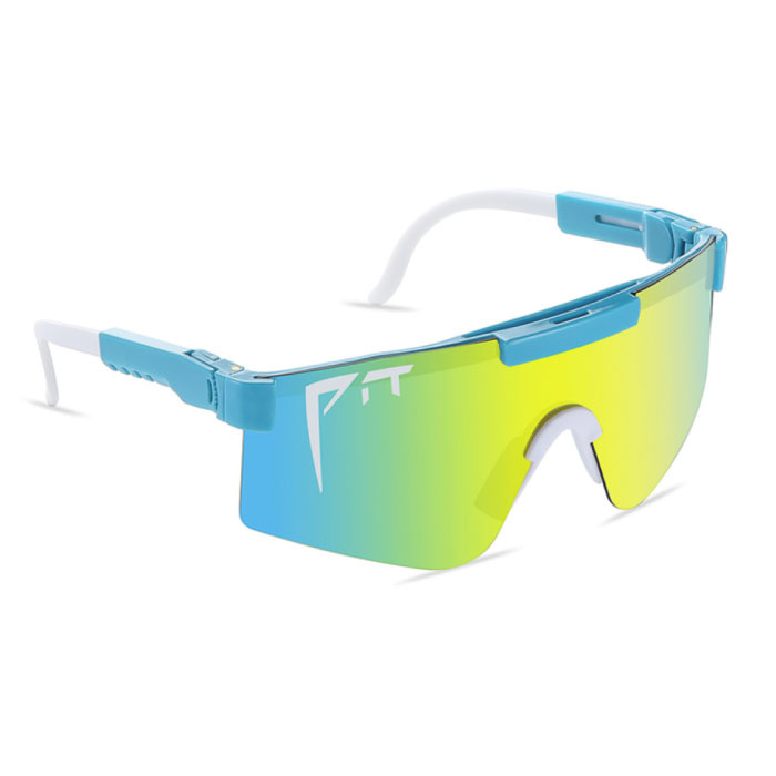 PIT VIPER Gepolariseerde Zonnebril - Fiets Ski Sport Bril Shades UV400 Blauw Geel