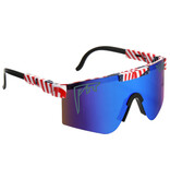 PIT VIPER Gafas de sol polarizadas - Gafas deportivas de esquí para bicicleta Sombras UV400 Rojo Blanco Azul