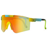PIT VIPER Gepolariseerde Zonnebril - Fiets Ski Sport Bril Shades UV400 Blauw Geel Oranje