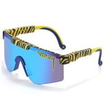 PIT VIPER Gepolariseerde Zonnebril - Fiets Ski Sport Bril Shades UV400 Tijger Blauw