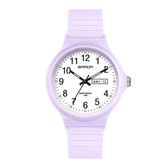 Montre Minimaliste pour Femme - Etanche Glow in the Dark Mouvement Violet