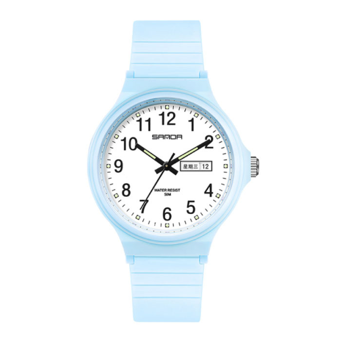 Reloj minimalista para mujer - Movimiento resistente al agua que brilla en la oscuridad Azul