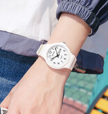 SAMDA Minimalistyczny zegarek damski - wodoodporny ruch świecący w ciemności jasnoróżowy