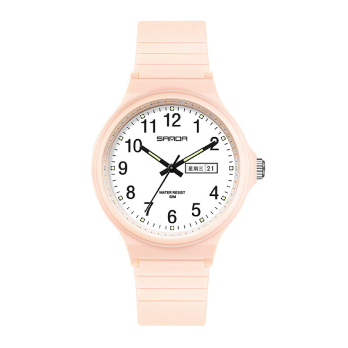 Montre Minimaliste pour Femme - Mouvement Phosphorescent Etanche Rose Clair