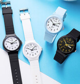 SAMDA Minimalistische Uhr für Damen – wasserdichtes, im Dunkeln leuchtendes Uhrwerk, Weiß