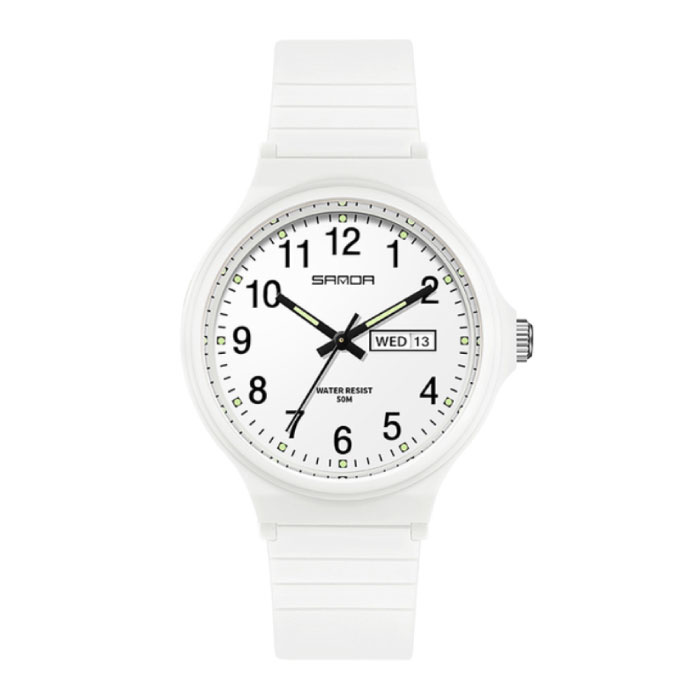 Minimalistyczny zegarek damski - wodoodporny ruch świecący w ciemności biały