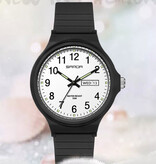 SAMDA Minimalist Watch for Women - Waterproof Glow in the Dark Movement Black White