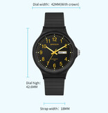 SAMDA Minimalistyczny Zegarek Damski - Wodoodporny Mechanizm Świecący w Ciemności Czarny Biały