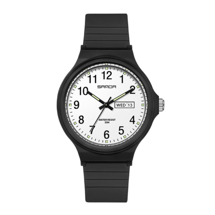 Montre Minimaliste pour Femme - Etanche Glow in the Dark Mouvement Noir Blanc