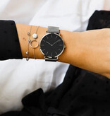 Coobos Montre Minimaliste pour Femme - Mouvement à Quartz à la Mode Bracelet en Maille Or Rose Noir