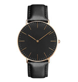 Coobos Montre Minimaliste pour Femme - Mouvement Quartz à la Mode Bracelet en Cuir Noir