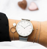 Coobos Minimalist Watch for Women - Fashionable Quartz Movement Leather Strap White