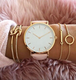 Coobos Montre Minimaliste pour Femme - Mouvement à Quartz à la Mode Bracelet en Cuir Blanc