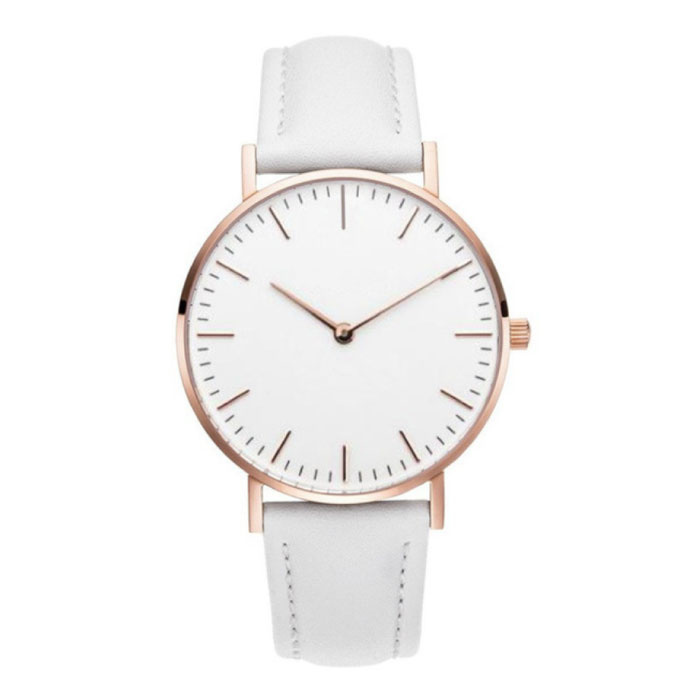 Reloj Minimalista para Mujer - Movimiento de Cuarzo de Moda Correa de Cuero Blanco