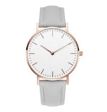 Coobos Minimalist Watch for Women - Fashionable Quartz Movement Leather Strap Grey