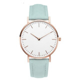 Coobos Montre Minimaliste pour Femme - Mouvement Quartz Tendance Bracelet Cuir Vert