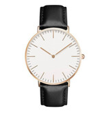 Coobos Minimalist Watch for Women - Fashionable Quartz Movement Leather Strap Black White