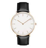 Coobos Minimalistische Uhr für Damen – modisches Quarzwerk, Lederarmband, Schwarz, Weiß