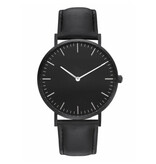 Coobos Minimalist Watch for Women - Fashionable Quartz Movement Leather Strap Black