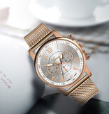 Geneva Luxury Watch for Women - Fashionable Quartz Movement Mesh Strap White