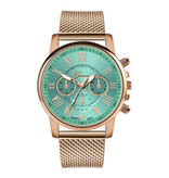 Geneva Luxury Watch for Women - Fashionable Quartz Movement Mesh Strap Green