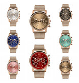 Geneva Montre de Luxe pour Femme - Mouvement à Quartz à la Mode Bracelet en Maille Jaune