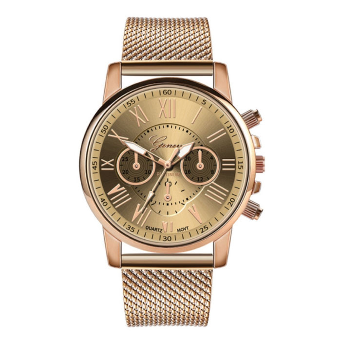 Luxury Watch for Women - Fashionable Quartz Movement Mesh Strap Gold